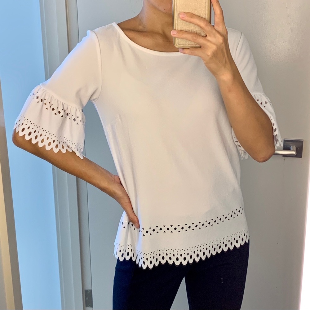Banana Republic White Lasercut Top XS